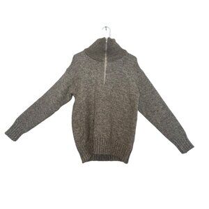 Norsewear Pure Wool Sweater Mens Large Beige Oatmeal Zip High Neck Fisherman 90s